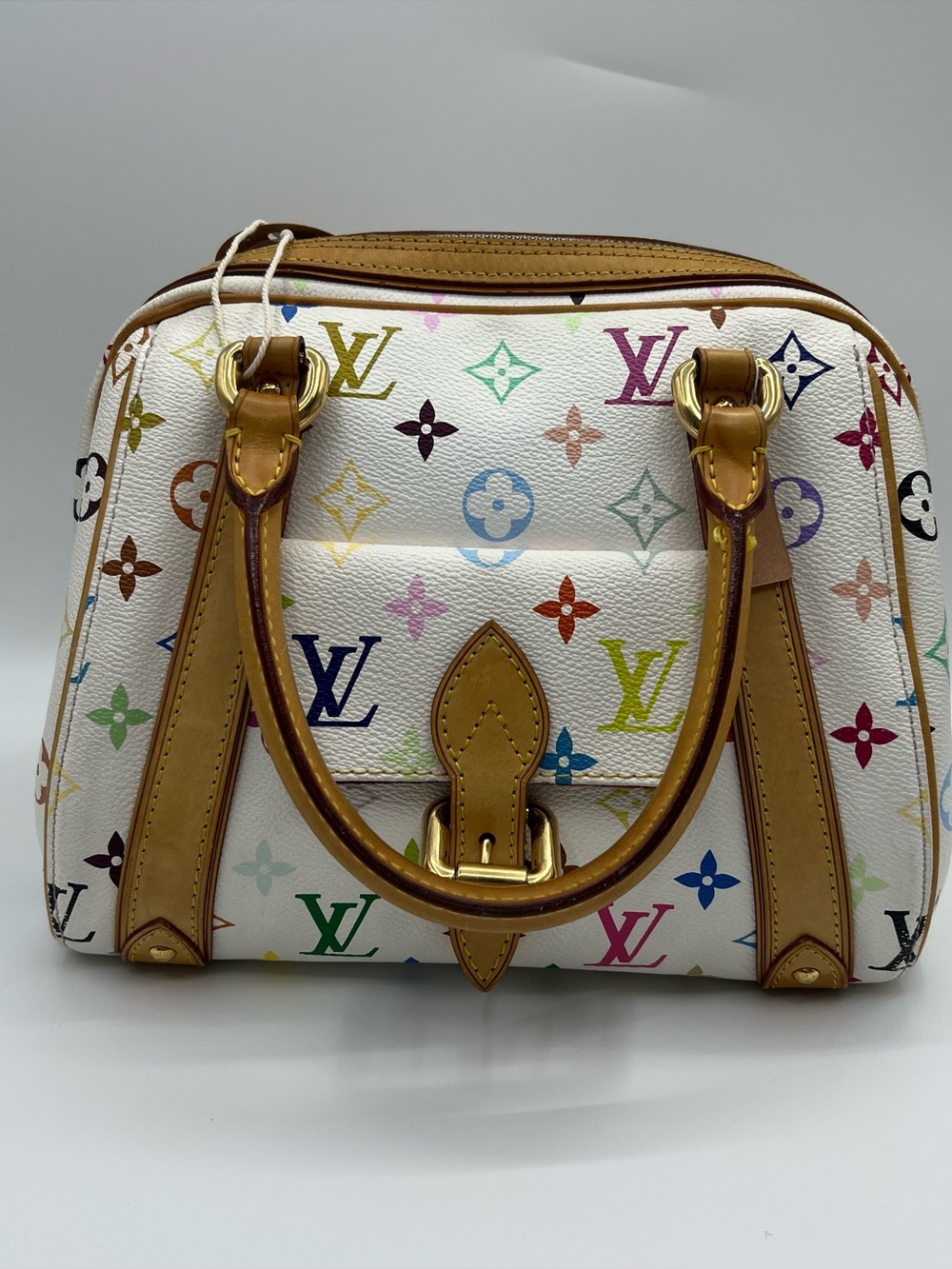 Louis Vuitton Priscilla vintage top handle Multicolor white coated canvas